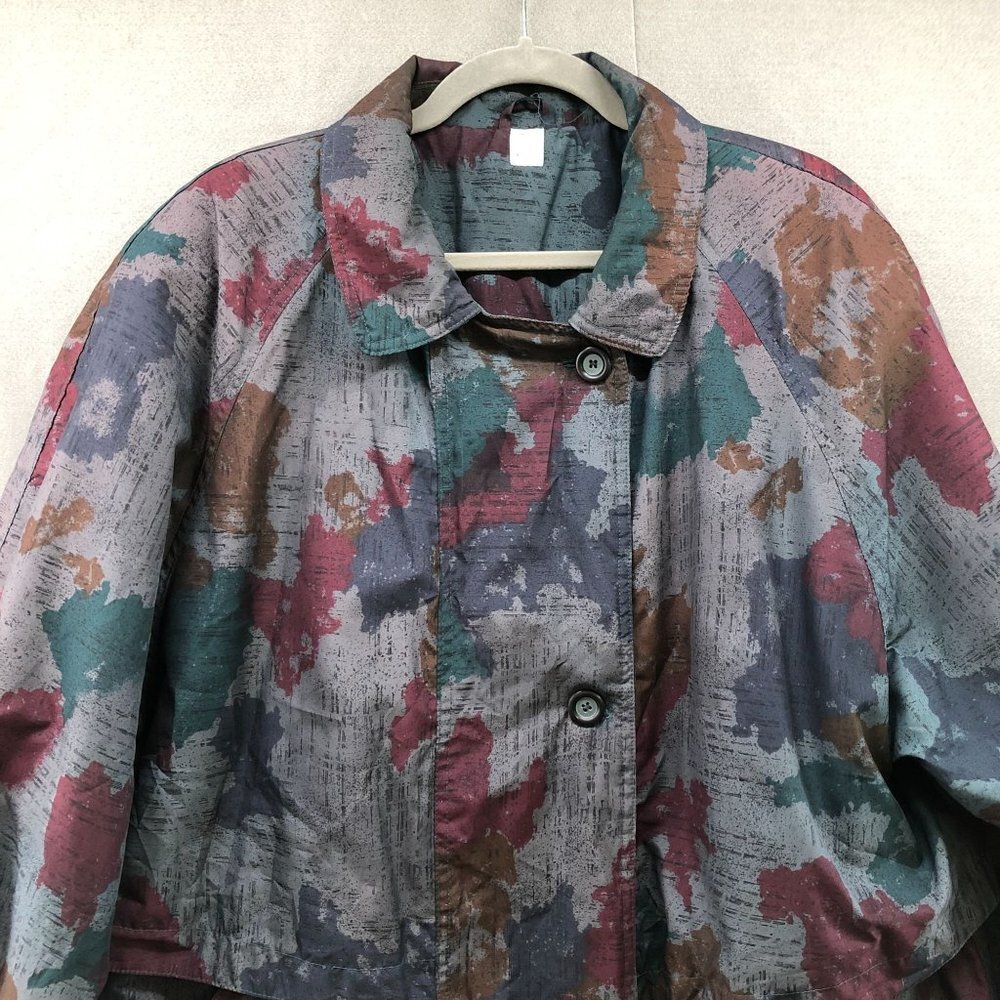 Vintage Parka Jacket Womens XL Gray Abstract Multicolor 90s Windbreaker Outdoors - Picture 3 of 11